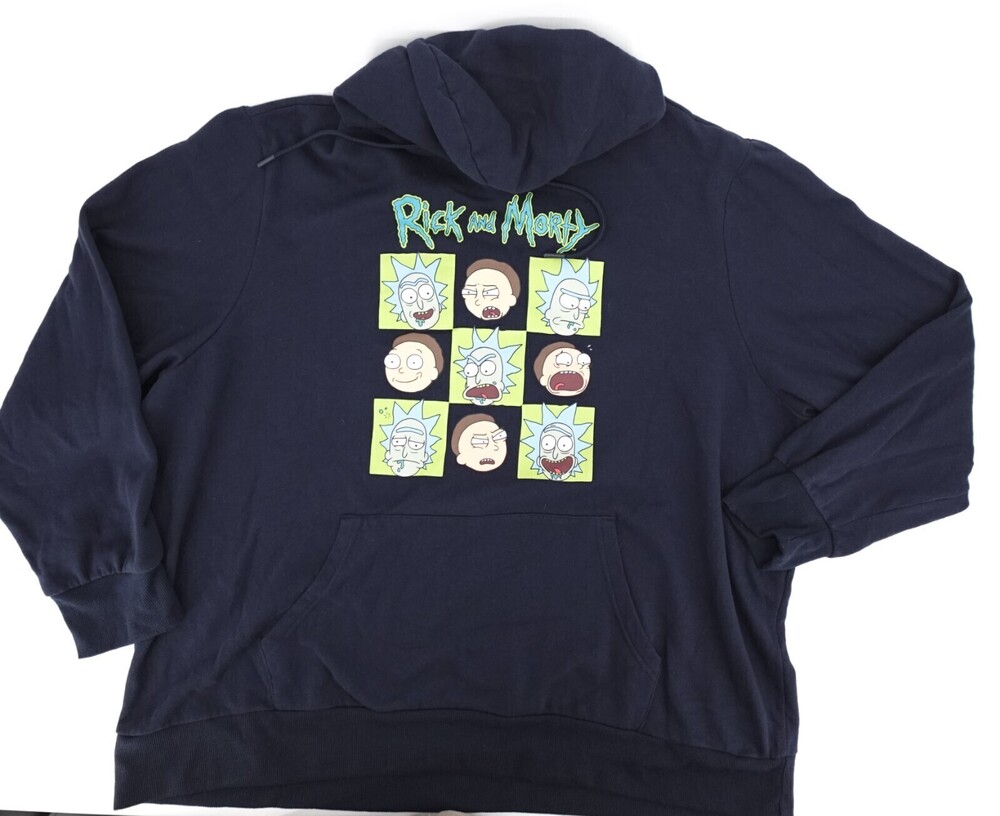 Rick & Morty Sweater Hoodie Adult 3XL XXXL Navy Pullover Pockets HOoded